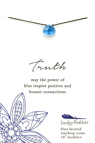 Lucky Feather Color Power Necklace - Blue