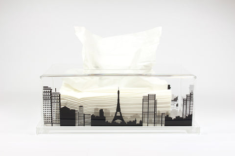 Tissue Box-Paris (Clear Base)