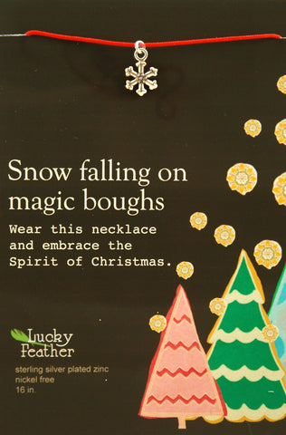 Lucky Feather Snow Falling on Magic Boughs Necklace