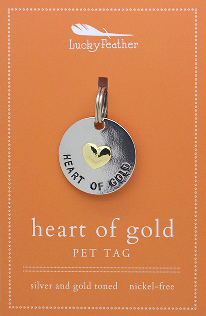 Lucky Feather Heart of Gold Pet Tag